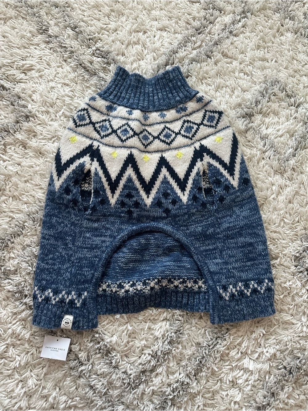 American Eagle Blue Fair Isle Dog Sweater size XL